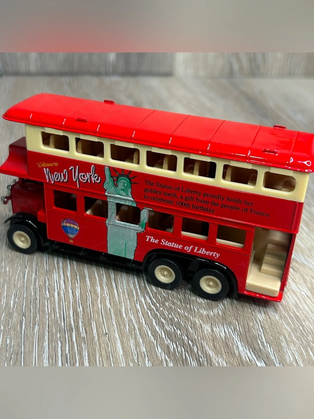 Diecast NYC Sightseeing Double Decker Bus Statue of Liberty Tour Toy Model 61